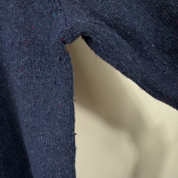 J Crew Size Medium Merino Wool Blend Sweater Shawl Collar Blue Heathered - Picture 6 of 6